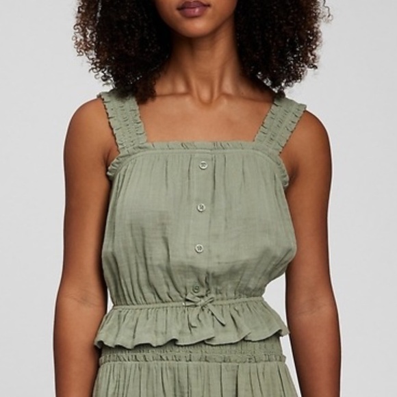 Gap Teen Ruffle Tank Top 12 Sage Green NEW - Picture 1 of 8